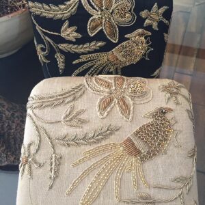 Cream and Black Embellished Party Hand Clutch